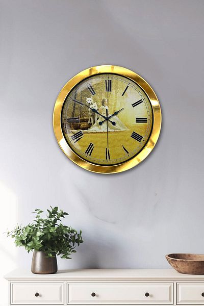 Kasva Concept Gift 36 cm Gold Metal Princess Wall Clock