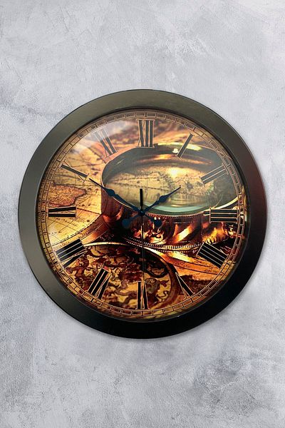 Kasva Concept Gift 36 cm Black Metal Map Wall Clock