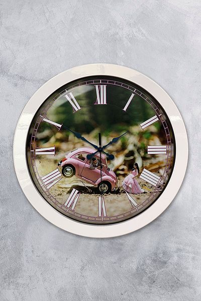 Kasva Concept Gift 36 cm White Metal Tosbağa Wall Clock