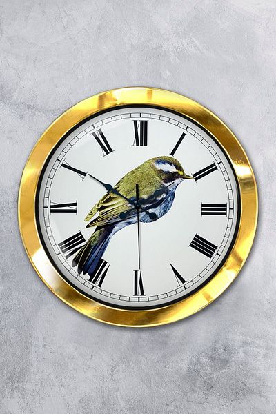 Kasva Concept Gift 36 cm Gold Metal Bird Wall Clock