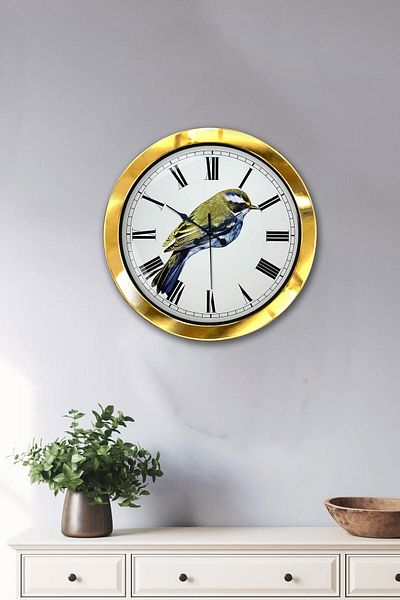 Kasva Concept Gift 36 cm Gold Metal Bird Wall Clock