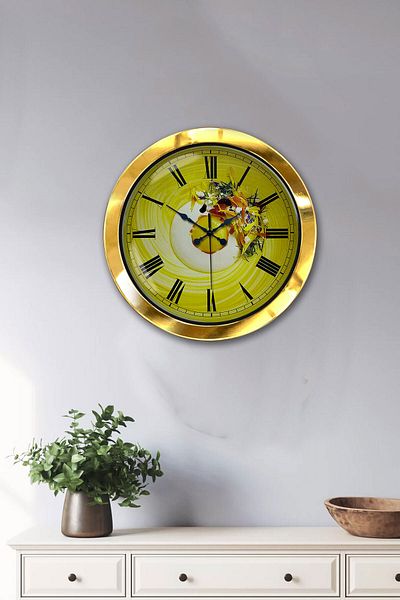 Kasva Concept Gift 36 cm Gold Metal Kitchen Wall Clock