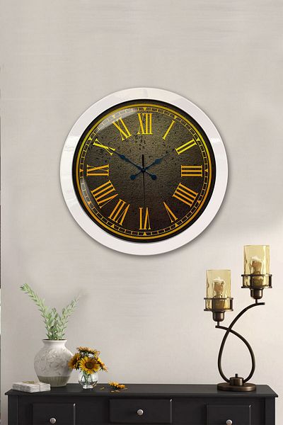 Kasva Concept Gift 36 cm White Metal Yellow Wall Clock