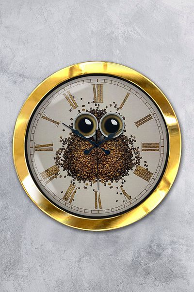 Kasva Concept Gift 36 cm Gold Metal Brown Wall Clock