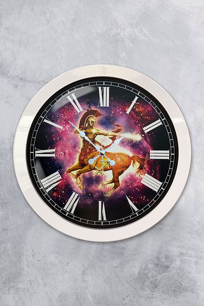 Kasva Concept 36 cm White Metal Sagittarius Wall Clock