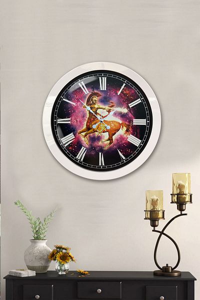 Kasva Concept 36 cm White Metal Sagittarius Wall Clock