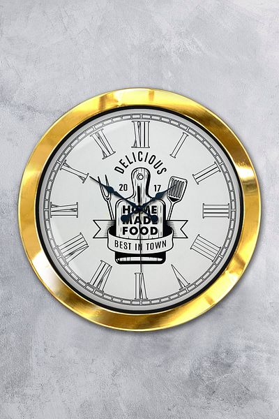Kasva Concept Gift 36 cm Gold Metal Kitchen Wall Clock