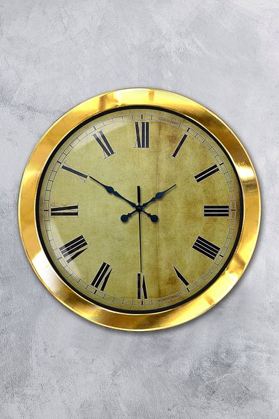 Kasva Concept Gift 36 cm Gold Metal Antique Wall Clock
