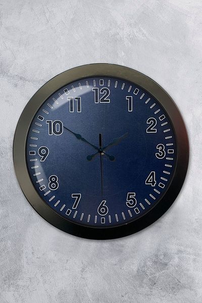 Kasva Concept Gift 36 cm Black Metal Blue Wall Clock