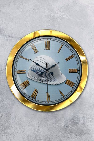 Kasva Concept Gift 36 cm Gold Metal Construction Wall Clock