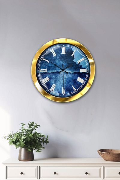 Kasva Concept Gift 36 cm Gold Metal White Roman Wall Clock