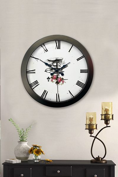 Kasva Concept Gift 36 cm Black Metal Bird Wall Clock