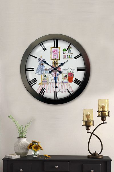 Kasva Concept Gift 36 cm Black Metal Tailor Wall Clock