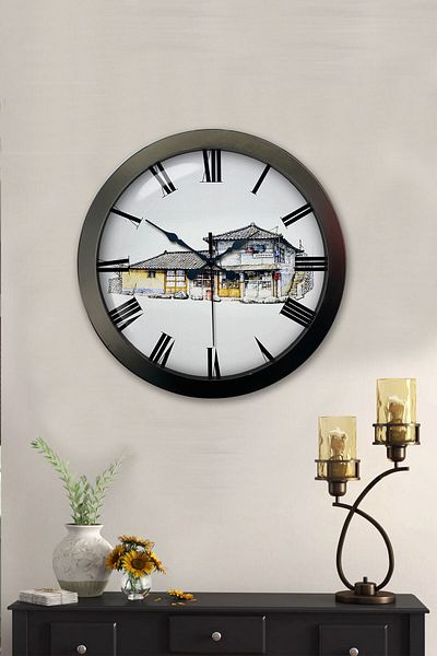 Kasva Concept Gift 36 cm Black Metal Vintage Home Wall Clock