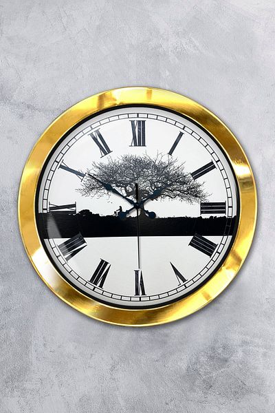 Kasva Concept Gift 36 Cm Gold Metal Wall Clock Wall Clock