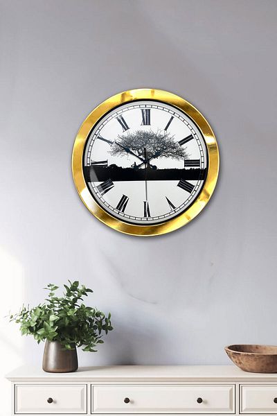 Kasva Concept Gift 36 Cm Gold Metal Wall Clock Wall Clock