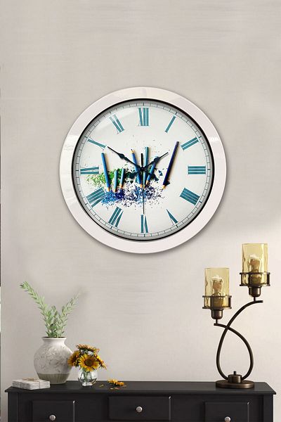 Kasva Concept Gift 36 cm White Metal Pencil Wall Clock