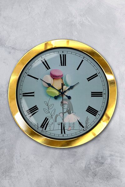 Kasva Concept Gift 36 cm Gold Metal Macaron Wall Clock