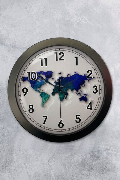 Kasva Concept Gift 36 cm Black Metal Map Wall Clock