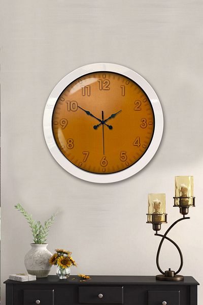 Kasva Concept Gift 36 cm White Metal Orange Wall Clock