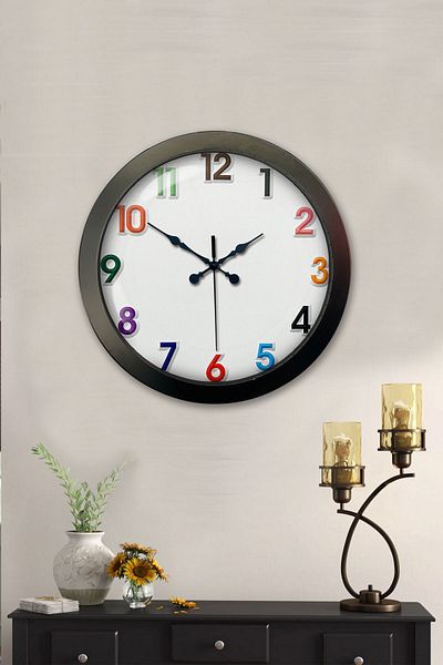 Kasva Concept Gift 36 cm Black Metal Colored Number Wall Clock