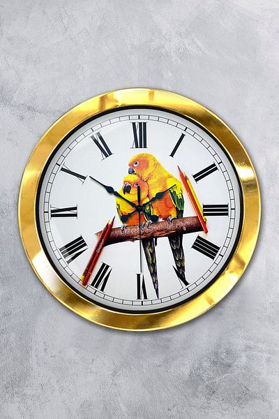Kasva Concept Gift 36 cm Gold Metal Bird Wall Clock