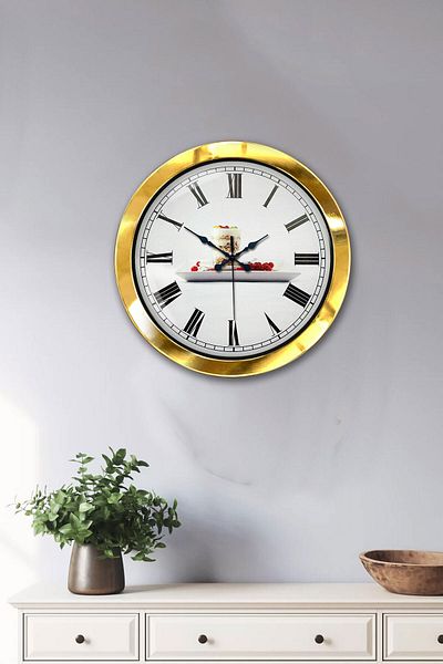 Kasva Concept Gift 36 cm Gold Metal Kitchen Wall Clock