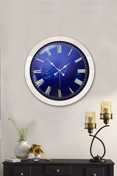 Kasva Concept Gift 36 cm White Metal Infinite Blue Wall Clock
