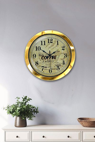 Kasva Concept Gift 36 cm Gold Metal Brown Wall Clock