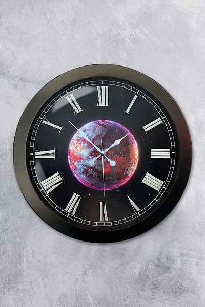 Kasva Concept Gift 36 cm Black Metal Planet Wall Clock