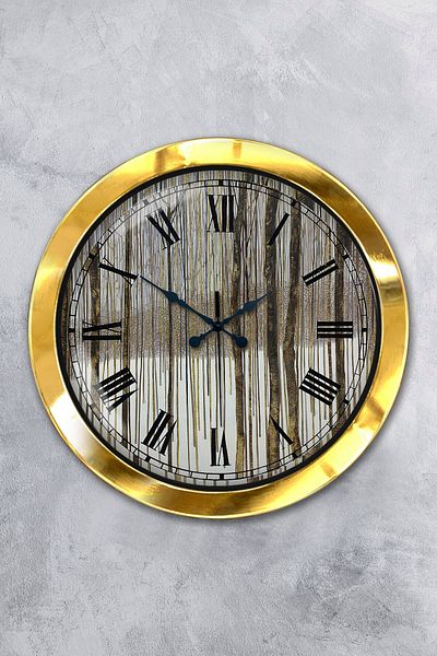 Kasva Concept Gift 36 cm Gold Metal Roman Numeral Wall Clock