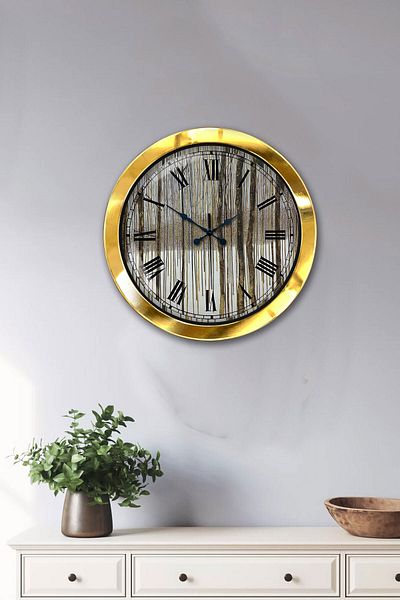 Kasva Concept Gift 36 cm Gold Metal Roman Numeral Wall Clock