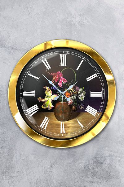 Kasva Concept 36 cm Gold Metal Vase Flower Wall Clock