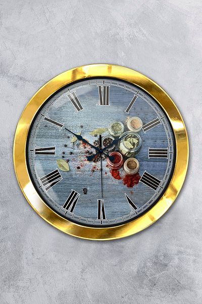 Kasva Concept Gift 36 cm Gold Metal Kitchen Wall Clock