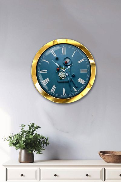 Kasva Concept Gift 36 cm Gold Metal Kitchen Wall Clock