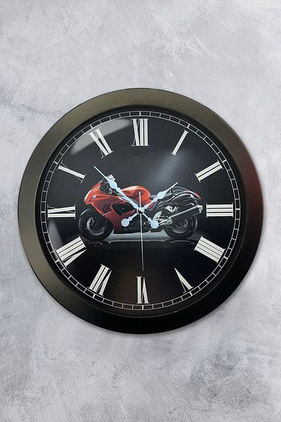 Kasva Concept Gift 36 cm Black Metal Motorcycle Wall Clock