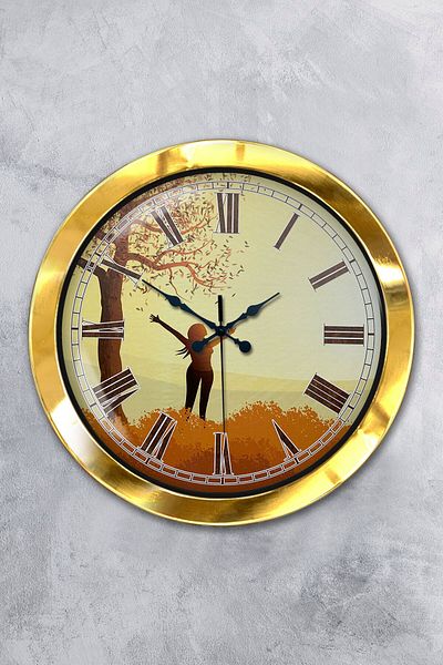 Kasva Concept Gift 36 cm Gold Metal Freedom Wall Clock