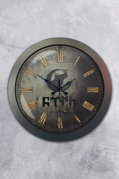 Kasva Concept Gift 36 cm Black Metal Bozkurt Turkish Wall Clock