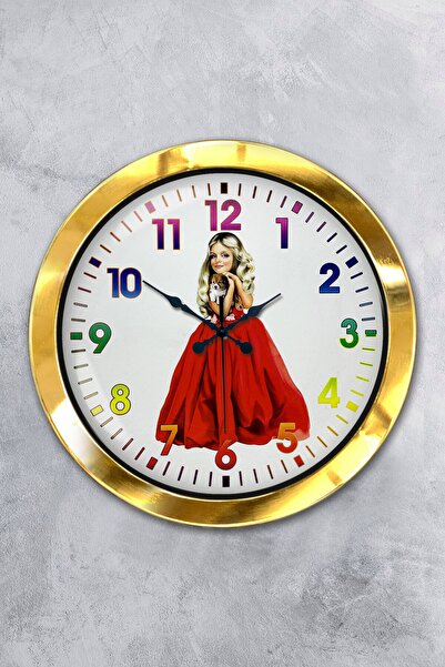 Kasva Concept هدية ساعة حائط معدنية ذهبية اللون مقاس 36 سم للفتيات الصغيرات