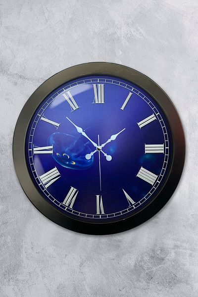 Kasva Concept 36 cm Black Metal Infinite Blue Wall Clock