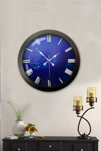 Kasva Concept 36 cm Black Metal Infinite Blue Wall Clock