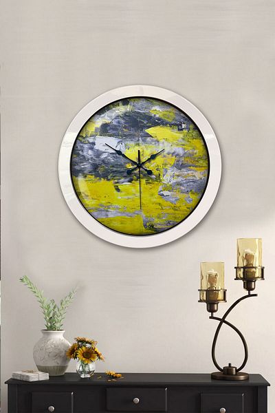 Kasva Concept Gift 36 cm White Metal Yellow Wall Clock