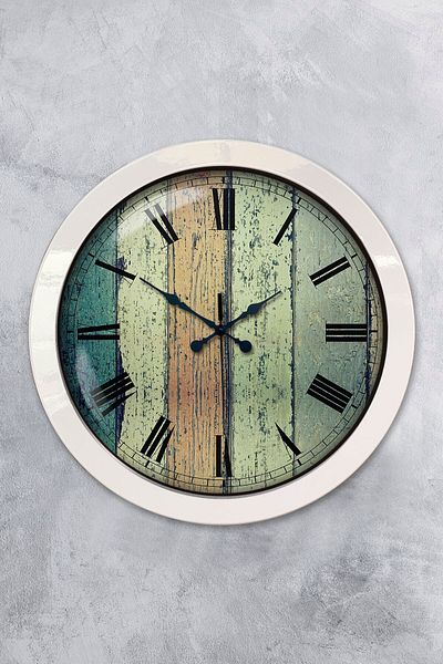 Kasva Concept 36 cm White Metal Roman Antique Wall Clock