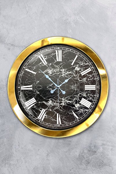 Platin Saat ساعة حائط من الرخام المعدني الذهبي مقاس 36 سم