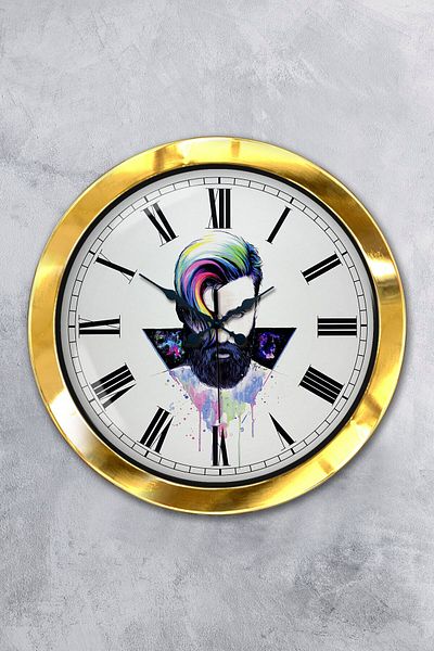 Kasva Concept Gift 36 cm Gold Metal Hairdresser Wall Clock