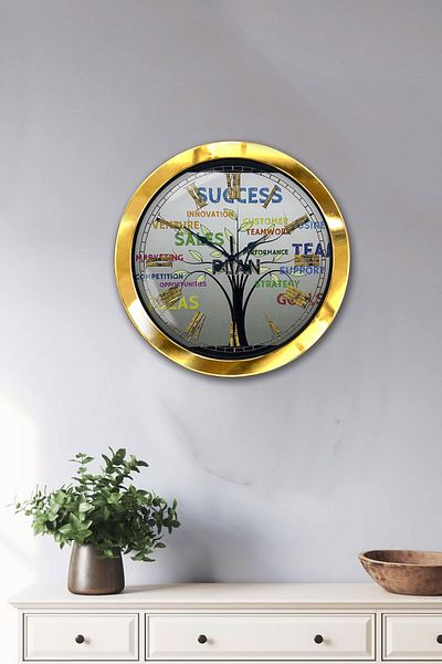 Kasva Concept Gift 36 cm Gold Metal Success Wall Clock