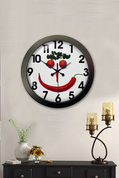 Kasva Concept Gift 36 cm Black Metal Kitchen Wall Clock