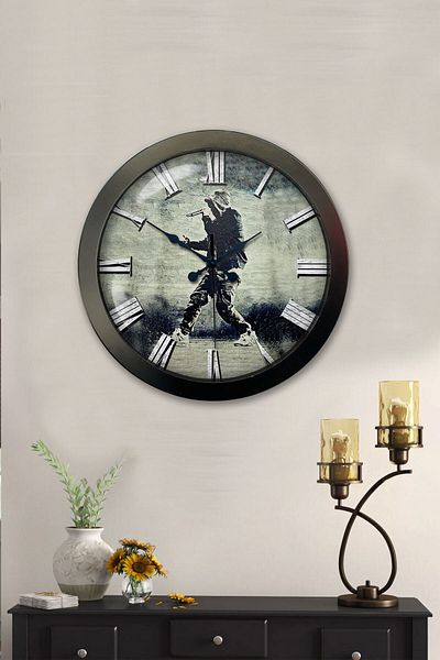 Kasva Concept Gift 36 cm Black Metal Rap Wall Clock