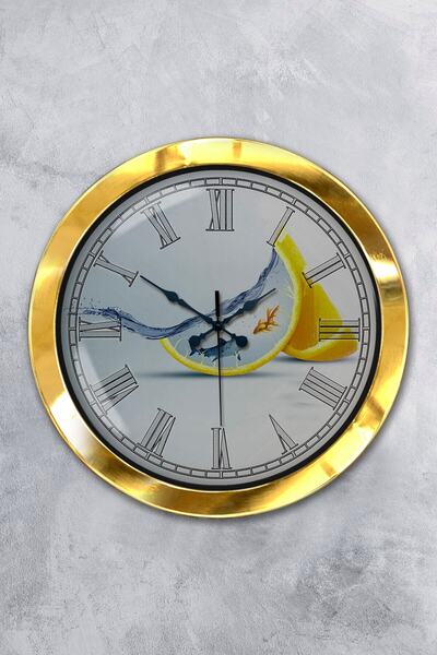 Kasva Concept هدية ساعة حائط مطبخ معدنية ذهبية مقاس 36 سم