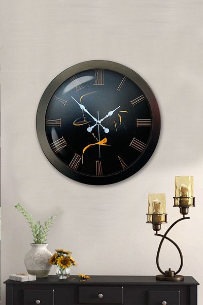Kasva Concept Gift 36 cm Black Metal Profile Wall Clock